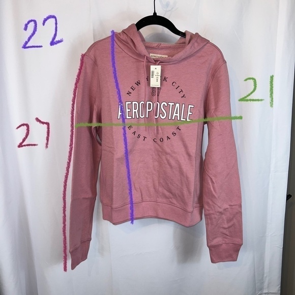 Aeropostale Hoodie V-Neck Pullover Long Sleeve New York City East Coast Cropped - Picture 8 of 9